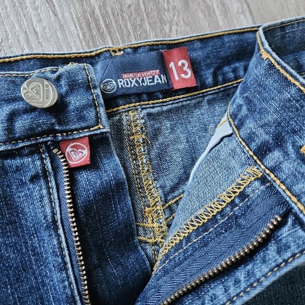 Quiksilver Juniors Size 13 Dark Wash Denim A Line Back Slit Roxy Jean Skirt - Picture 7 of 9